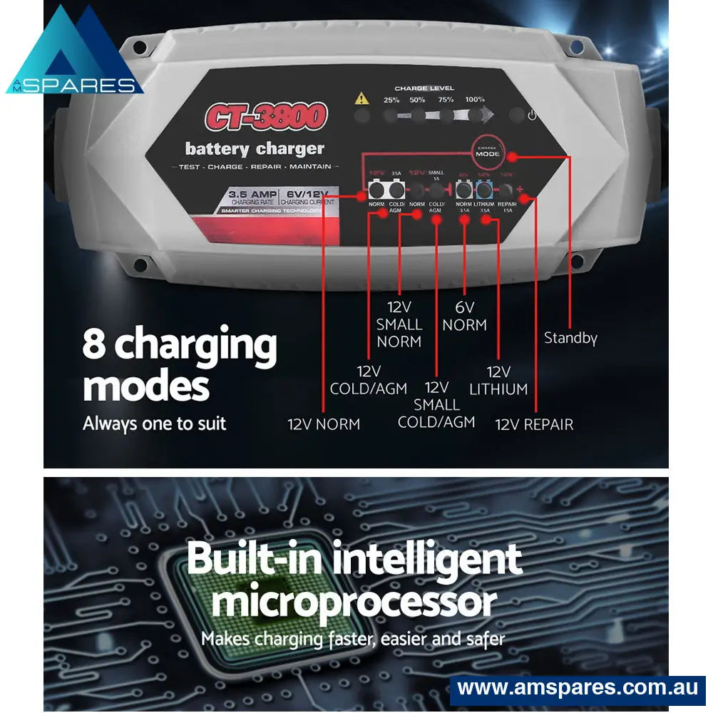 12V Automatic Car Battery Charger 6V 3.5Amp Vehicle Truck Chargers Agm Auto Accessories > Others