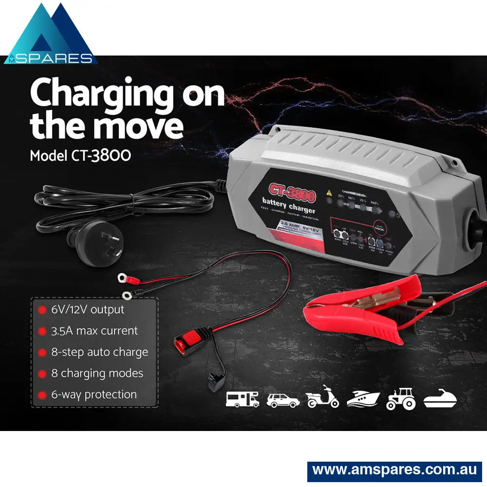 12V Automatic Car Battery Charger 6V 3.5Amp Vehicle Truck Chargers Agm Auto Accessories > Others