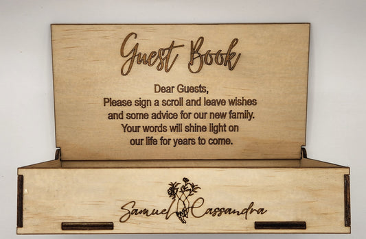 Handmade Laser Engraved Guest Book Box