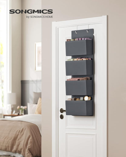 SONGMICS Hanging Closet Organizers and Storage with 4 Compartments Gray