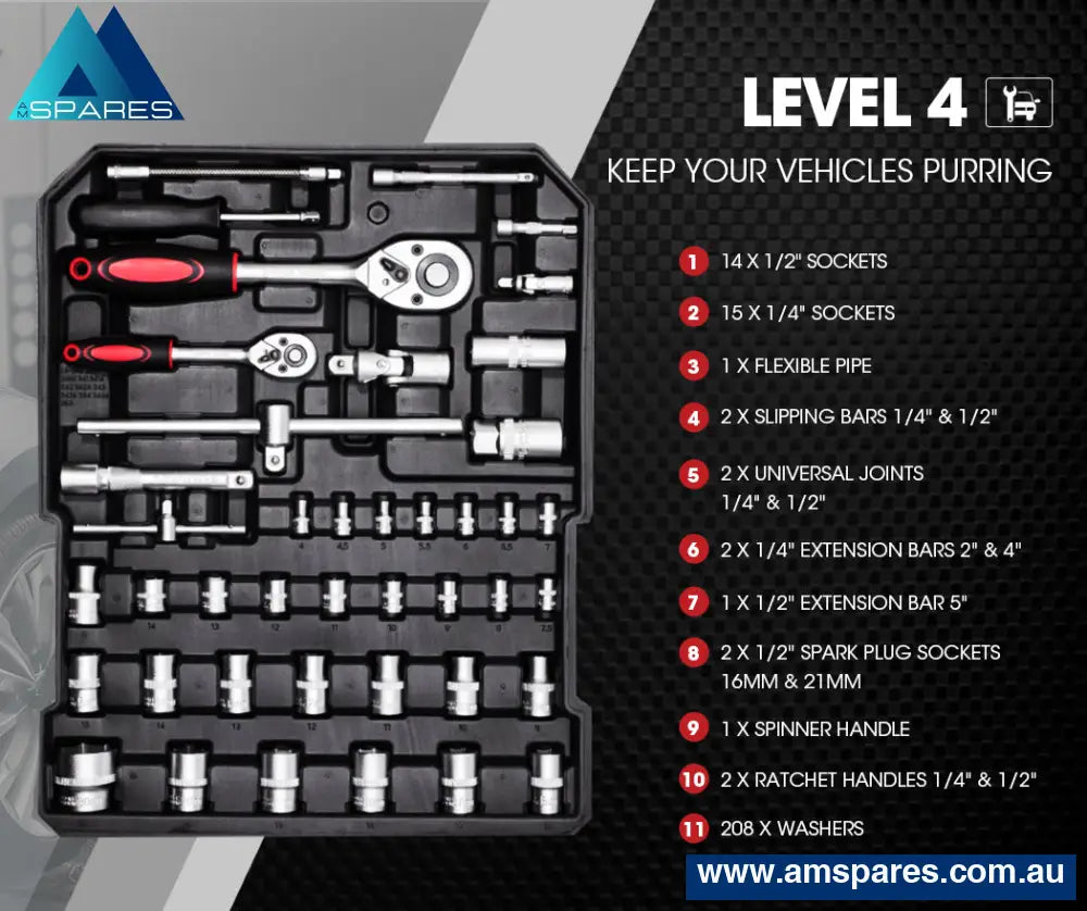 Bullet 925Pc Tool Box On Wheels Kit Trolley Mobile Handle Toolbox Set Storage Tools >