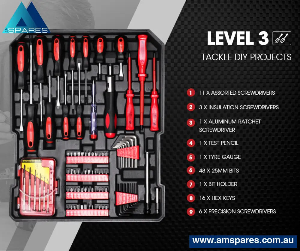 Bullet 925Pc Tool Box On Wheels Kit Trolley Mobile Handle Toolbox Set Storage Tools >