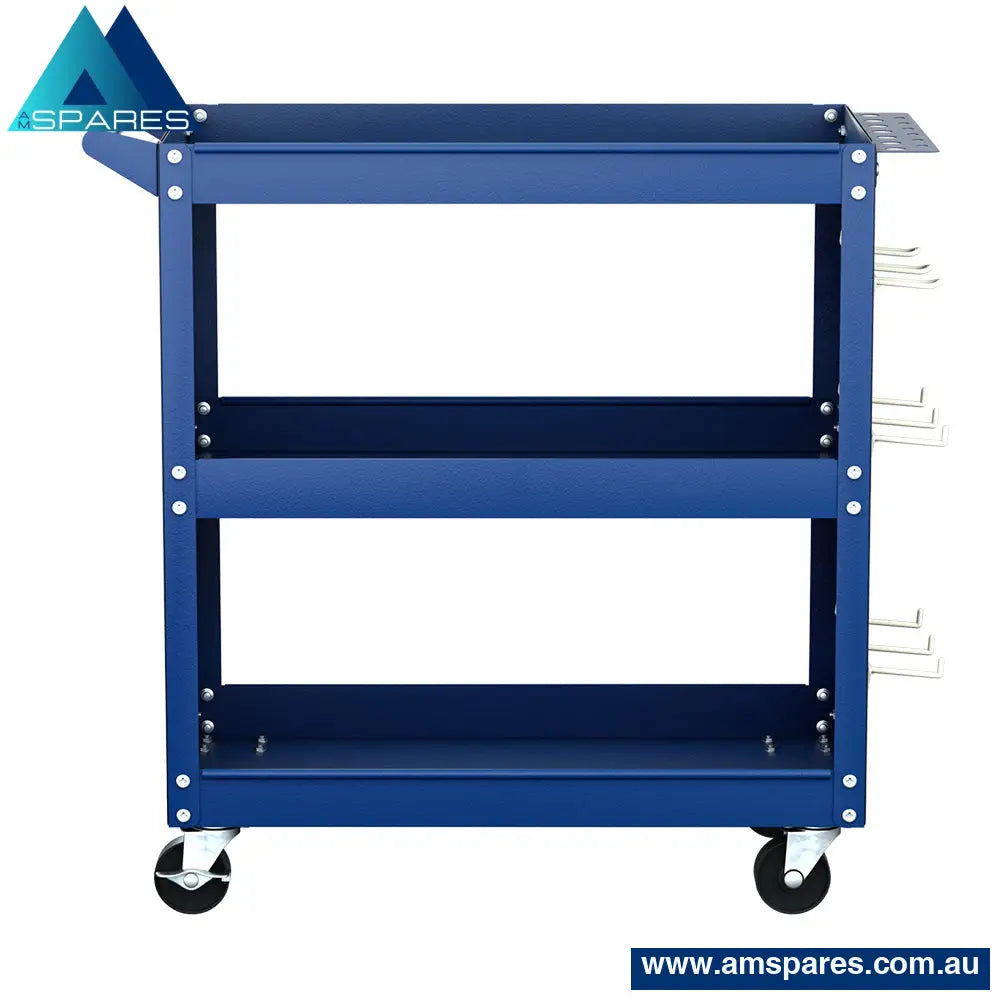 Giantz 3 - Tier Tool Cart Storage Trolley Workshop Garage Pegboard Hooks Blue Tools >