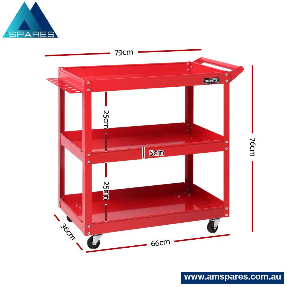 Giantz 3-Tier Tool Cart Trolley Workshop Garage Storage Organizer Red Tools >