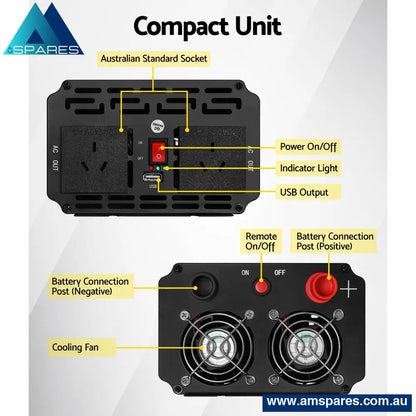 Giantz Power Inverter 2000W Or 4000W Pure Sine Wave 12V - 240V Camping Boat Caravan Auto