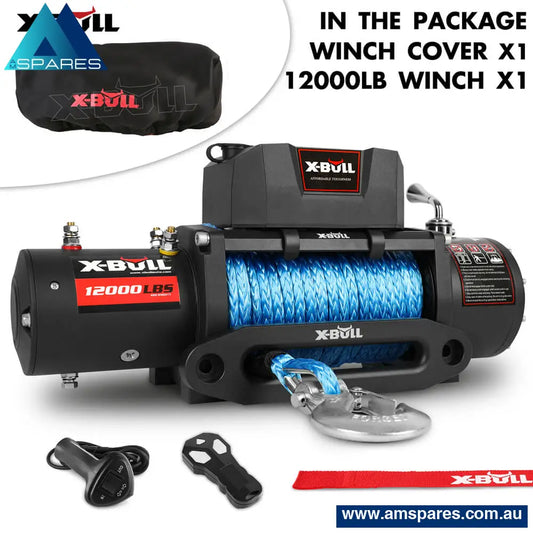 X - Bull 12V Electric Winch 12000Lbs Synthetic Rope 4Wd With Winch Cover Auto Accessories > Winches