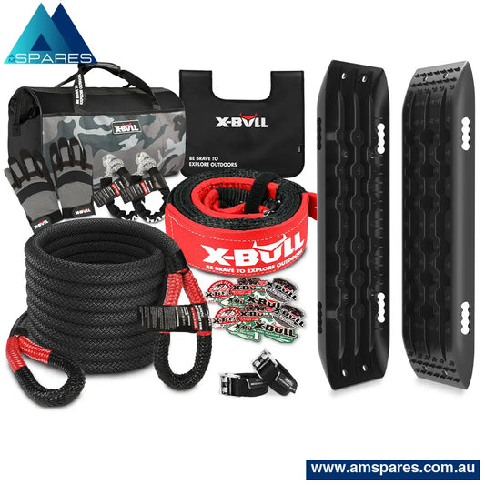 X-Bull Recovery Kit Kinetic Rope Snatch Strap / 2Pcs Tracks 4Wd Gen2.0 Auto Accessories > &